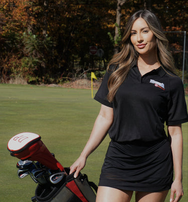 Bigga Balls Women's Golf Polo in Solid Black